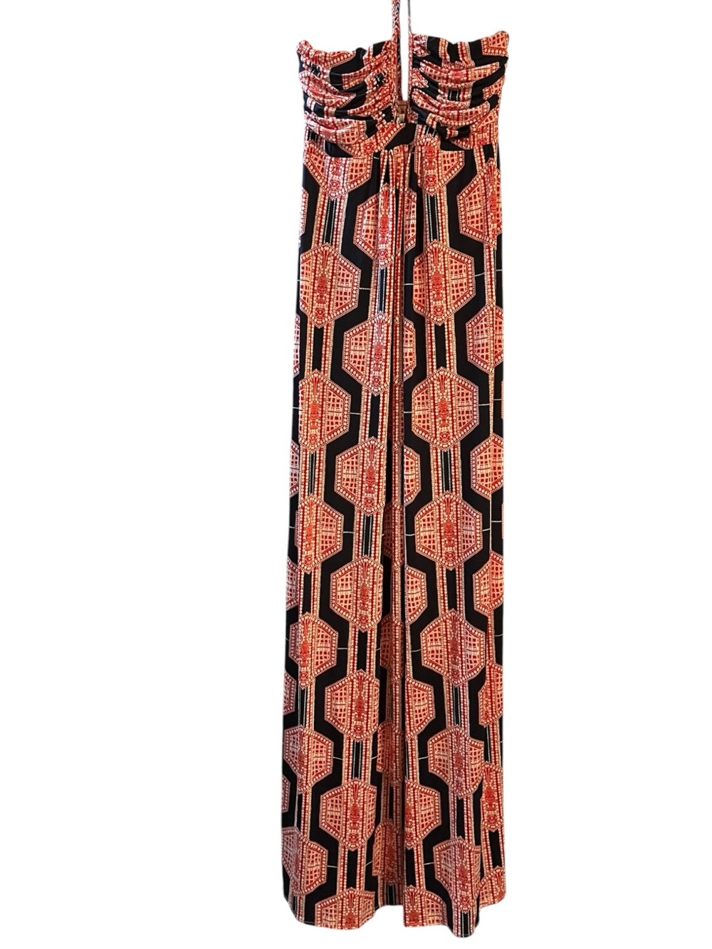 T-Bags Black and Red  Geometric Maxi Dress S Like New